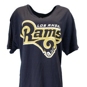 Los Angeles Rams Majestic Women's Blue NFL V Neck T Shirt Plus Size